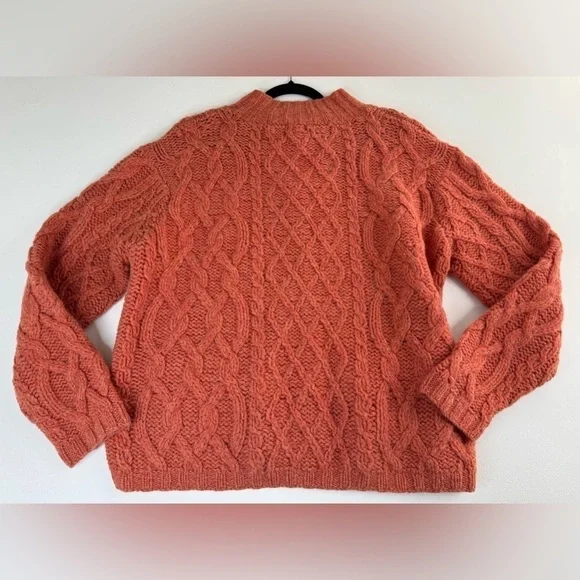 SKYR Hand Knit Shetland Wool Cable Knit Full Zip Sweater Womens Large - Picture 3 of 10